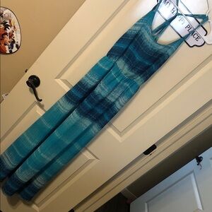 Woman’s Teal Ombre sun dress maxi- Strappy Back